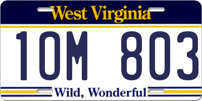WV license plate 1OM803