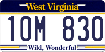 WV license plate 1OM830