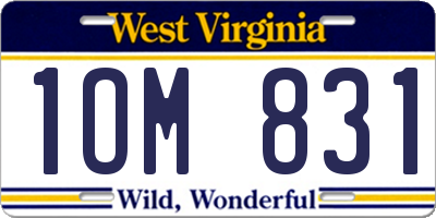 WV license plate 1OM831