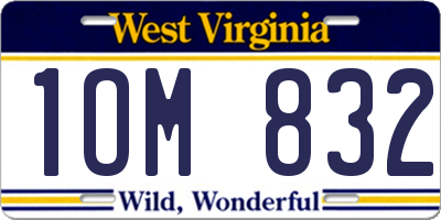 WV license plate 1OM832