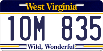 WV license plate 1OM835