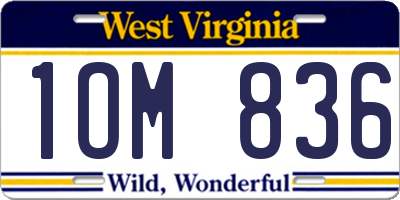 WV license plate 1OM836