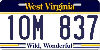 WV license plate 1OM837