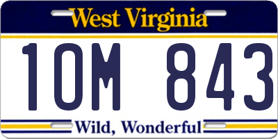 WV license plate 1OM843