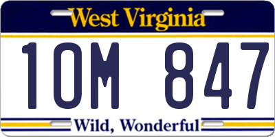 WV license plate 1OM847
