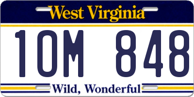 WV license plate 1OM848