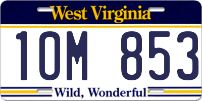 WV license plate 1OM853