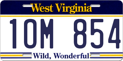 WV license plate 1OM854
