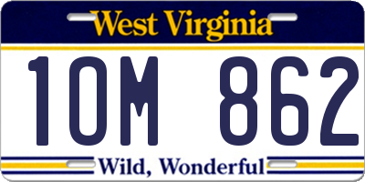 WV license plate 1OM862