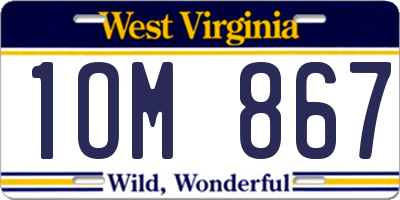 WV license plate 1OM867