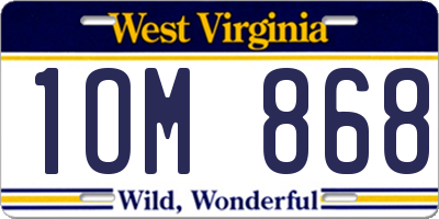 WV license plate 1OM868