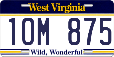 WV license plate 1OM875