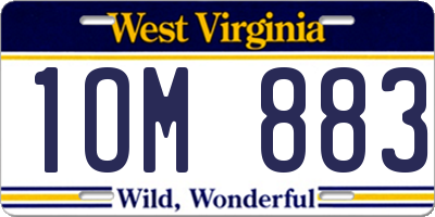 WV license plate 1OM883