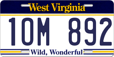 WV license plate 1OM892