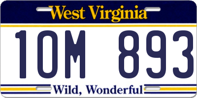 WV license plate 1OM893