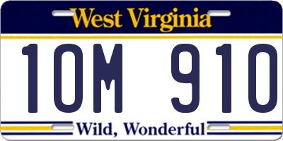 WV license plate 1OM910
