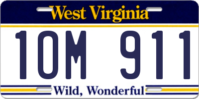 WV license plate 1OM911