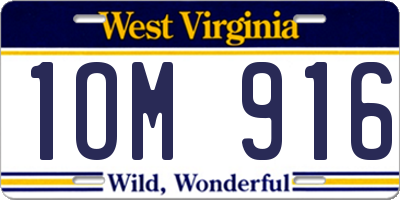 WV license plate 1OM916