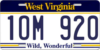 WV license plate 1OM920