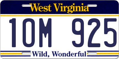 WV license plate 1OM925