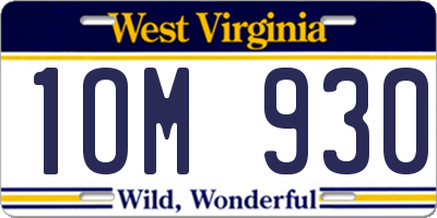 WV license plate 1OM930