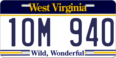 WV license plate 1OM940