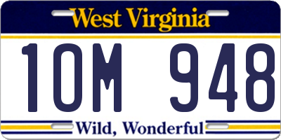 WV license plate 1OM948
