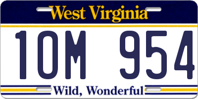 WV license plate 1OM954