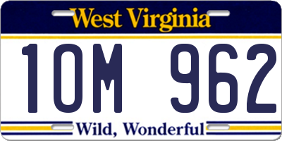 WV license plate 1OM962