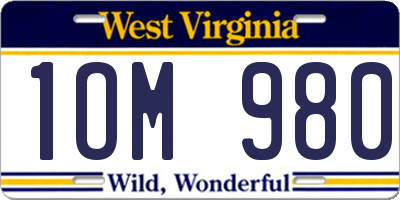 WV license plate 1OM980