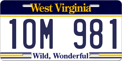 WV license plate 1OM981