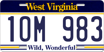 WV license plate 1OM983