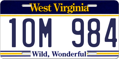 WV license plate 1OM984