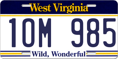 WV license plate 1OM985
