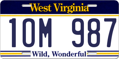 WV license plate 1OM987
