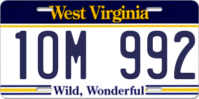 WV license plate 1OM992