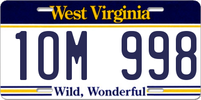 WV license plate 1OM998