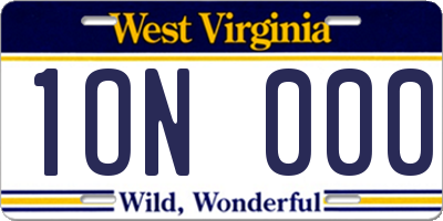 WV license plate 1ON000