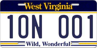WV license plate 1ON001