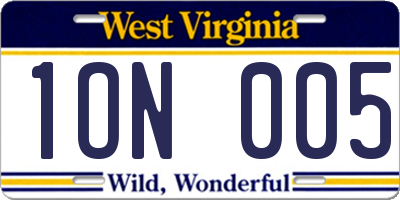 WV license plate 1ON005