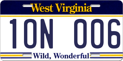 WV license plate 1ON006