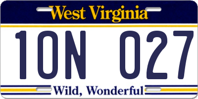 WV license plate 1ON027