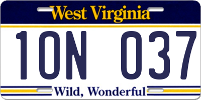 WV license plate 1ON037