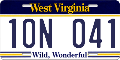 WV license plate 1ON041