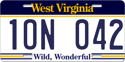 WV license plate 1ON042