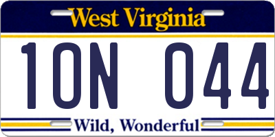 WV license plate 1ON044