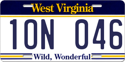 WV license plate 1ON046