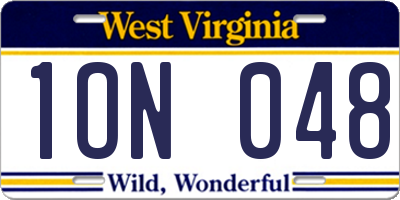 WV license plate 1ON048