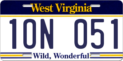 WV license plate 1ON051