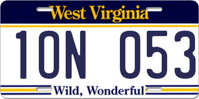 WV license plate 1ON053